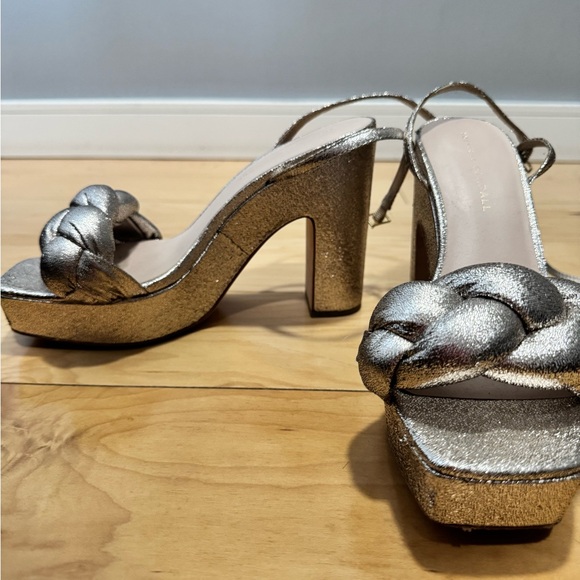 Loeffler Randall Metallic Silver Braided Heels - Picture 2 of 5